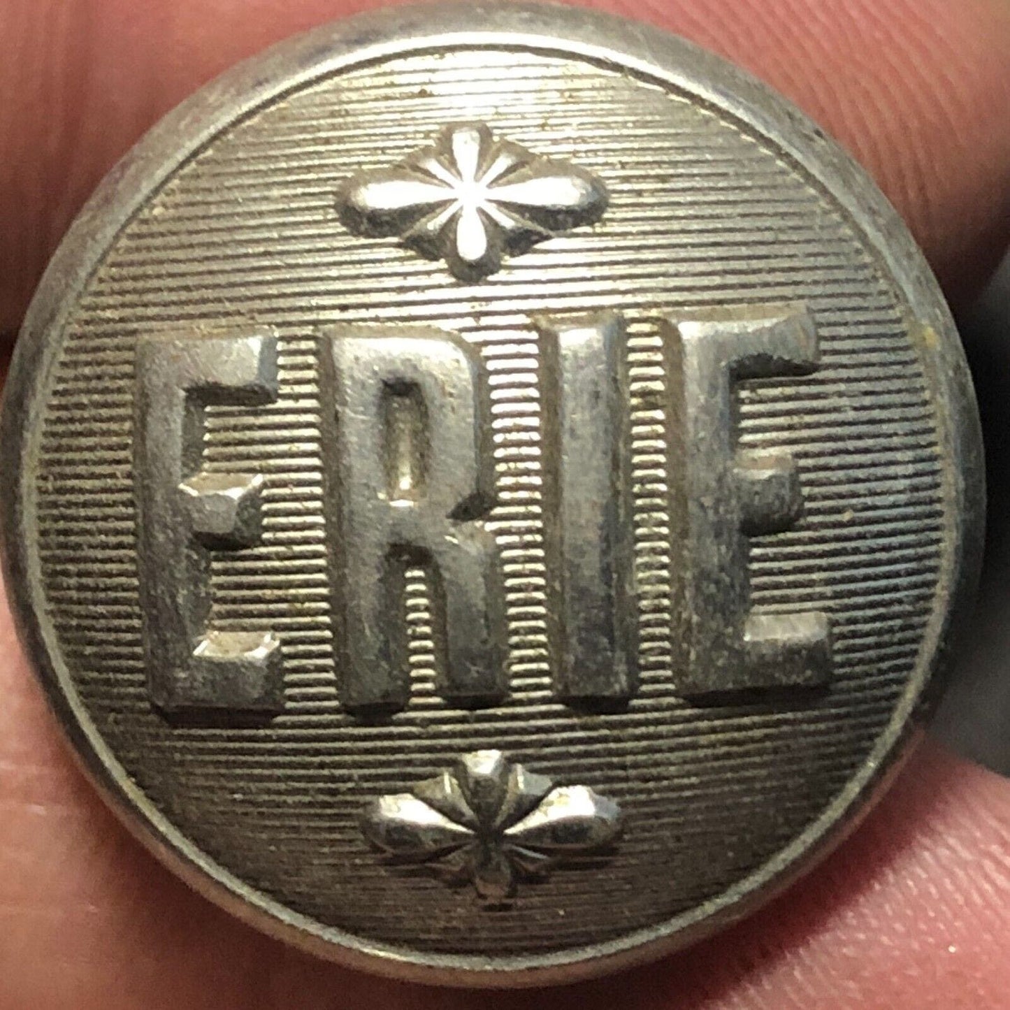 Erie Railroad Uniform Button Silvertone 3/4" Convex Scovill Waterbury