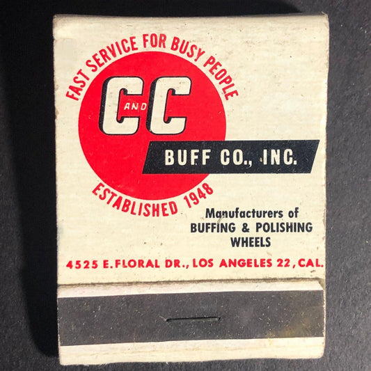 C and C Buff Co. Buffing Polishing Wheels Matchbook c1960's Full 20-Strike VGC