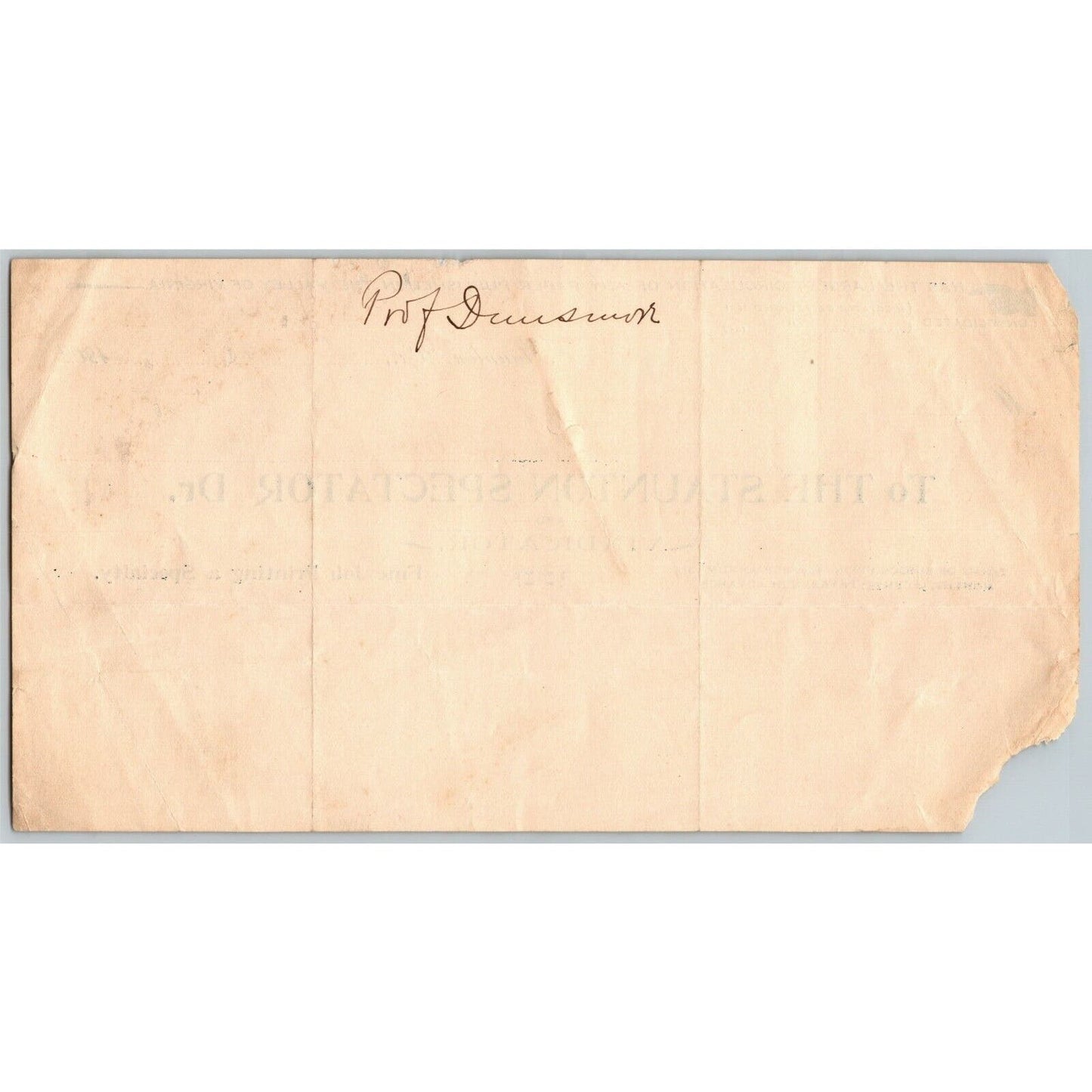1902 Scarce Staunton Spectator and Vindicator Newspaper Billhead Letterhead VA