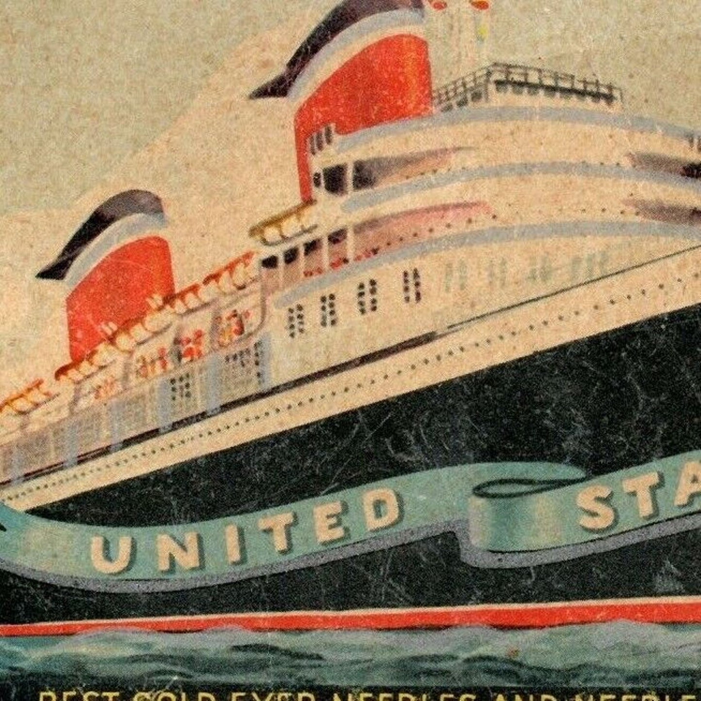 c1940's Advertising Sewing Needle Book "United States" Cruise Liner