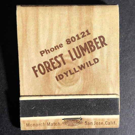 Forest Lumber Idyllwild, CA c1950's Full 20-Strike Matchbook Scarce VGC