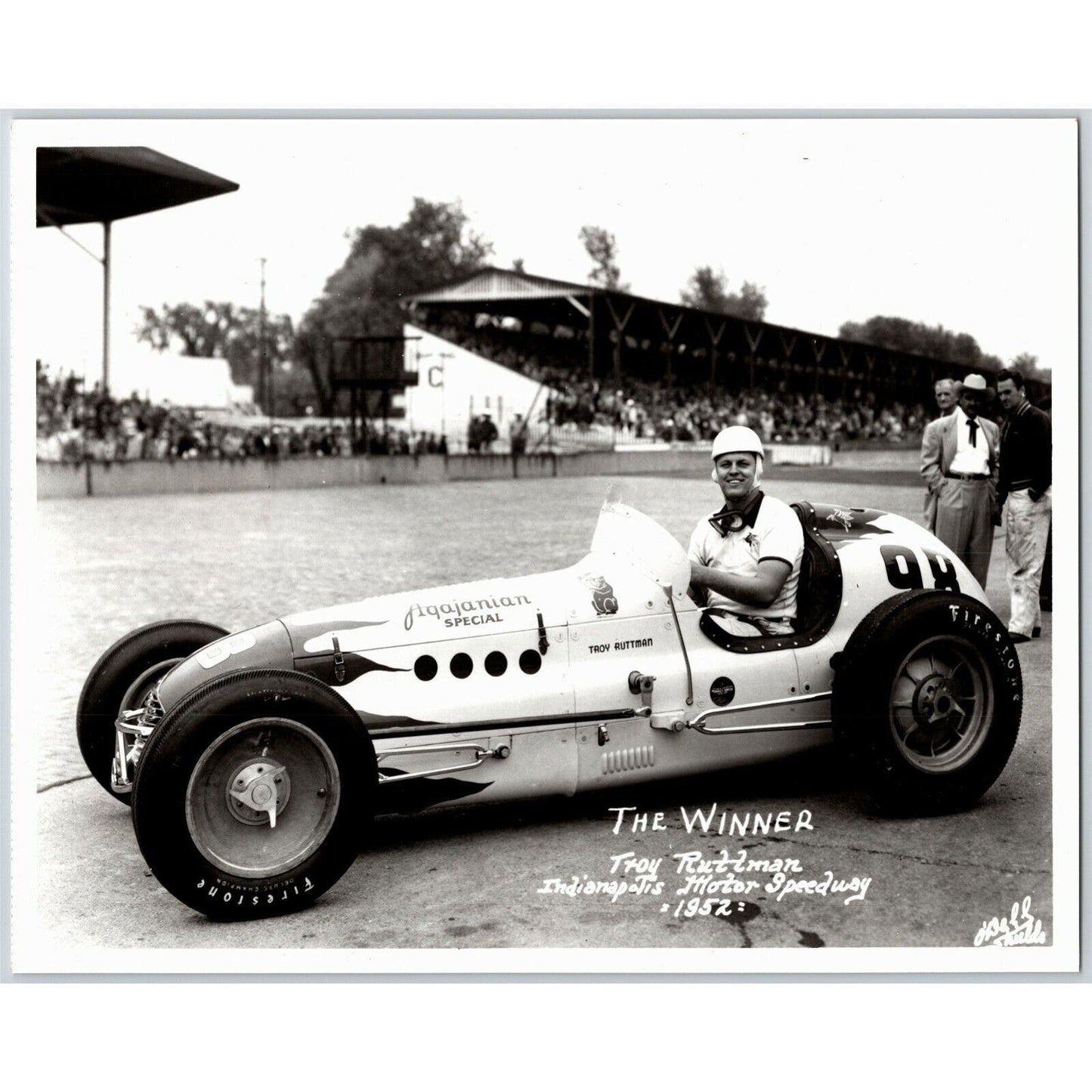 Indy 500 1952 Winner Troy Ruttman 8x10 Glossy B&W Repro on Kodak Paper
