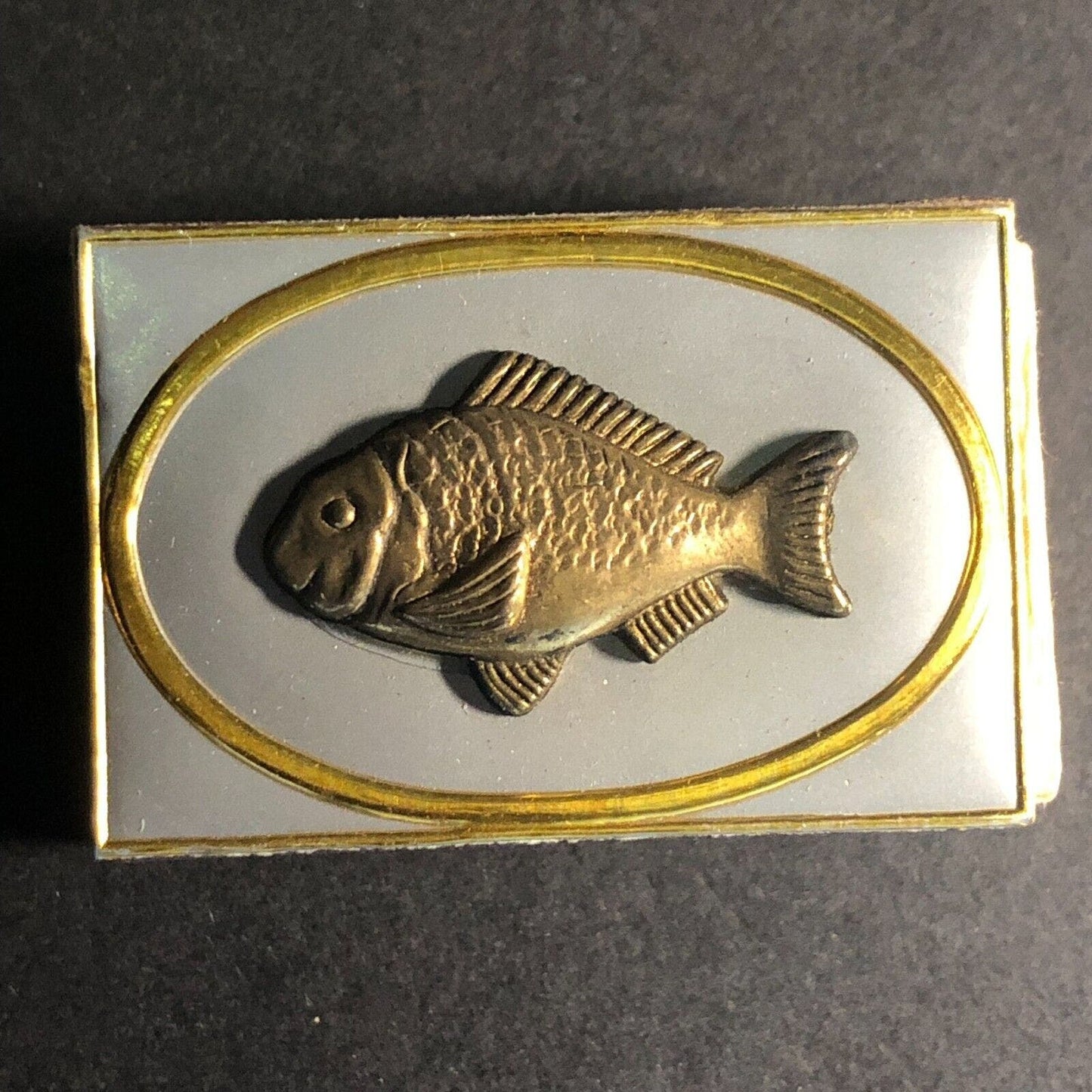 Foil Top Matchbox Matchbook w/ Affixed Metal Fish c1960's-70's VGC Scarce (#2)