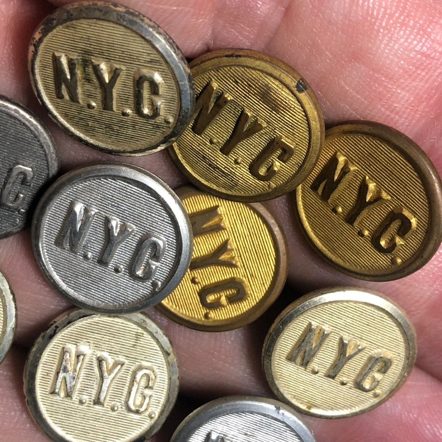 11 New York Central Brass / Silvertone Uniform Button - Mixed Manufacturers