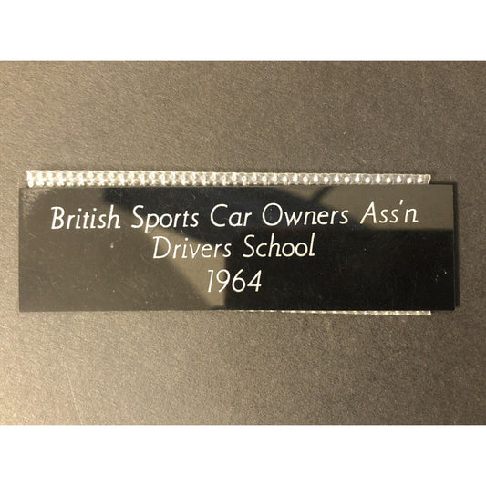 BSCOA British Sports Car Owners 1964 Drivers School Auto Racing Wall Plaque