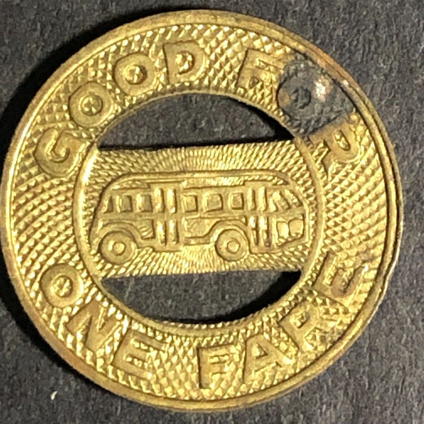 Bellingham (Washington) Transit BTC Brass G/F One Fare Token 16mm w/ Bus