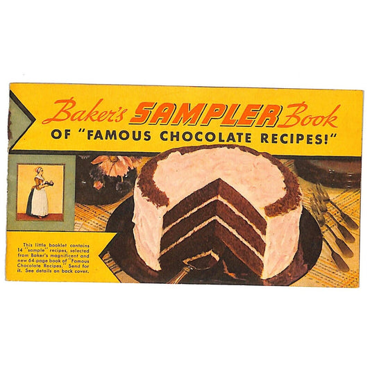 Baker's Chocolate Sampler Recipe Booklet 1936 14pp Cake Frosting Brownies VGC