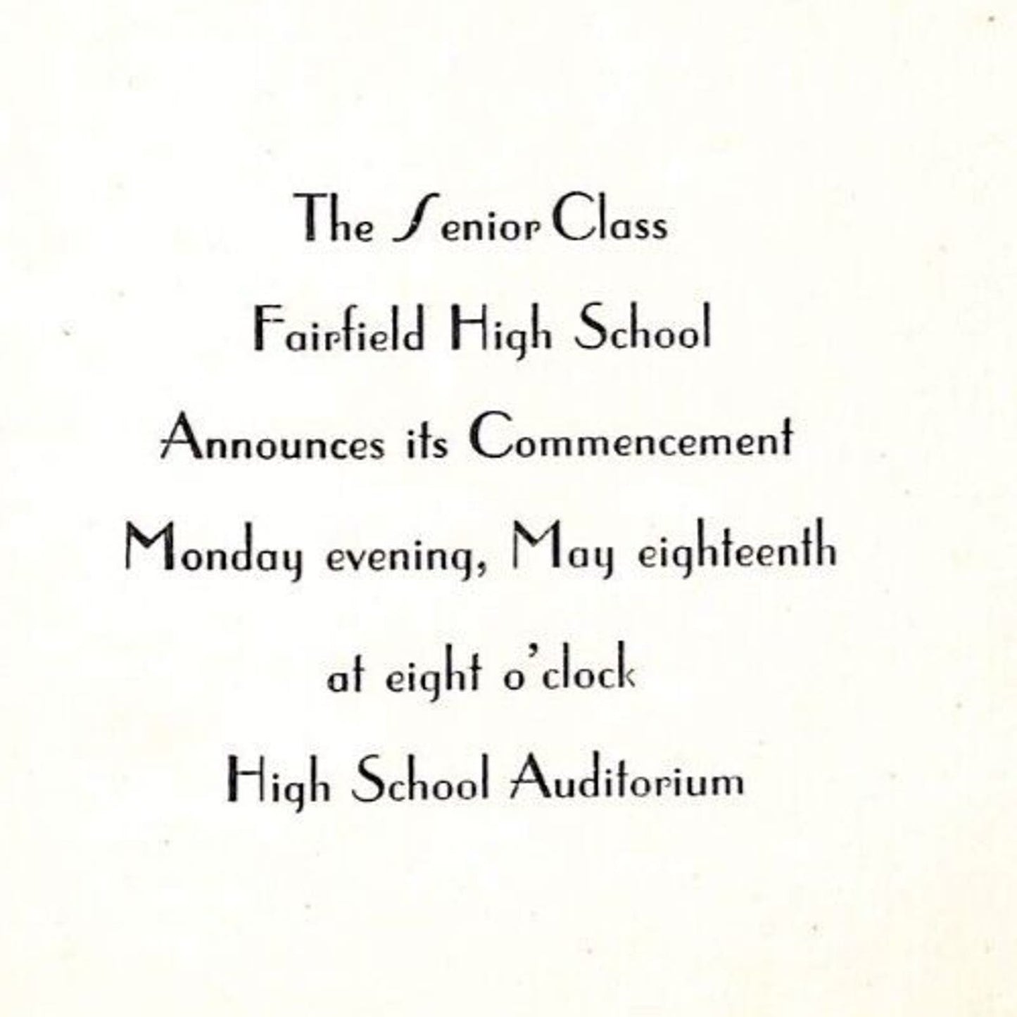 Fairfield High School 1936 Commencement Invitation "Edith May Fultz"- Raphine VA