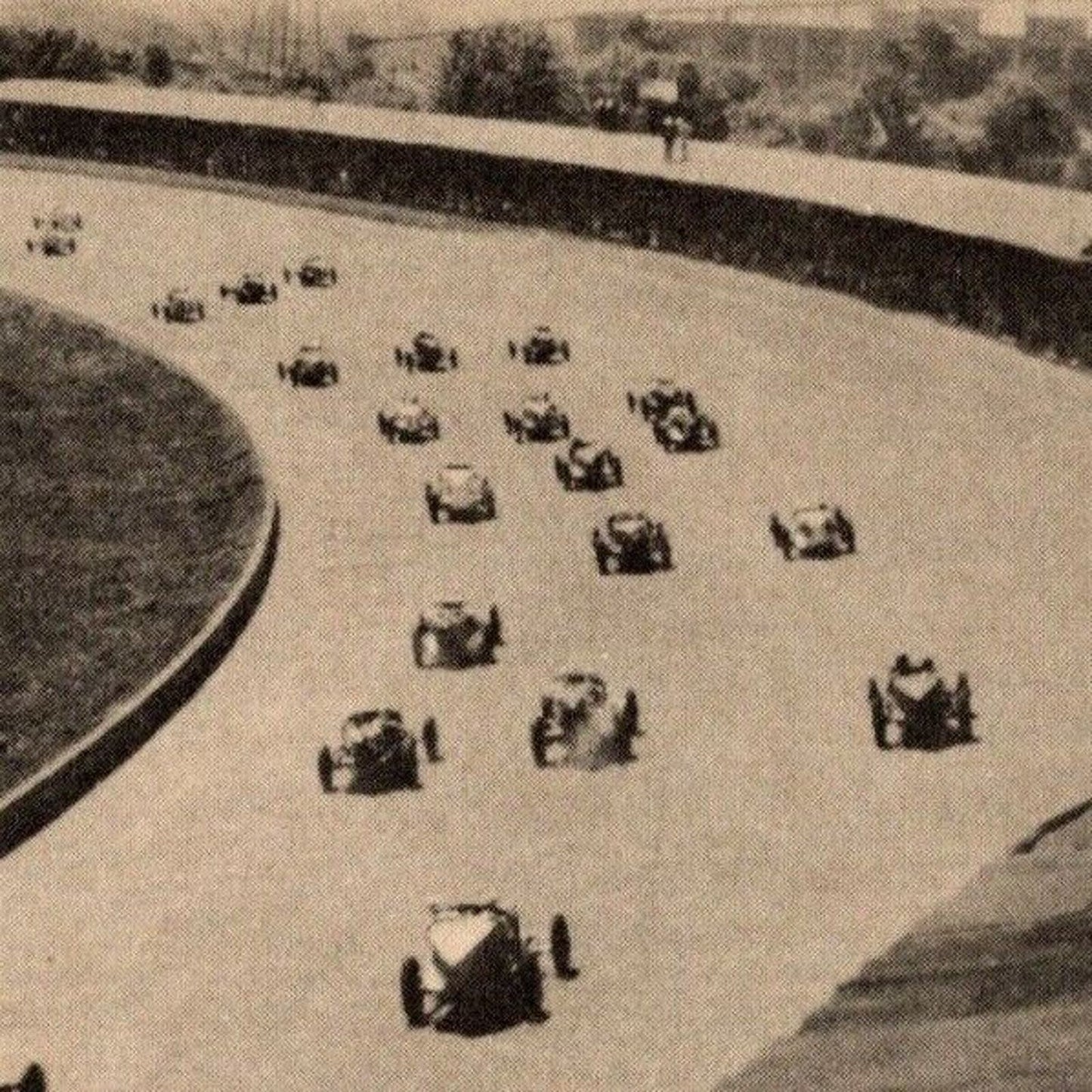 Indy 500 RPPC Unposted Postcard 1934 "Southwest Turn, 500 Mile Race"