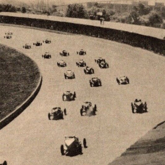 Indy 500 RPPC Unposted Postcard 1934 "Southwest Turn, 500 Mile Race"