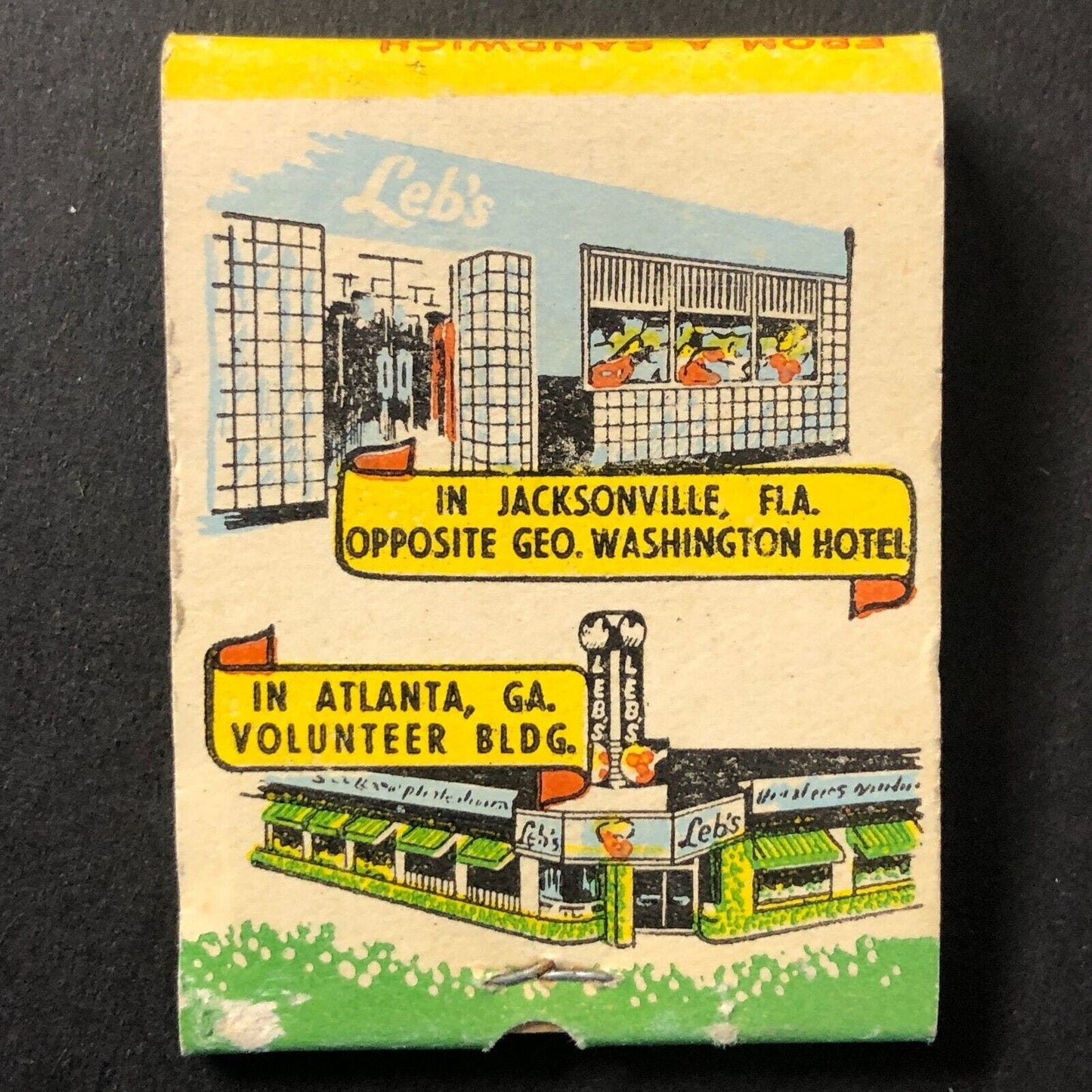 Leb's Pigalley Restaurant Atlanta, GA Full Matchbook Printed Sticks c1950's