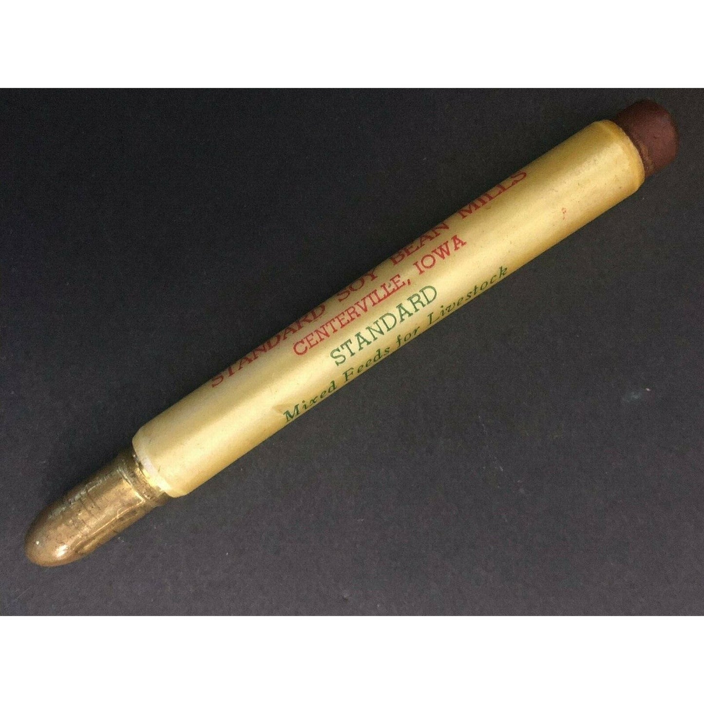 c1930's40's Standard Soy Bean Mills Centerville, Iowa Advertising Bullet Pencil