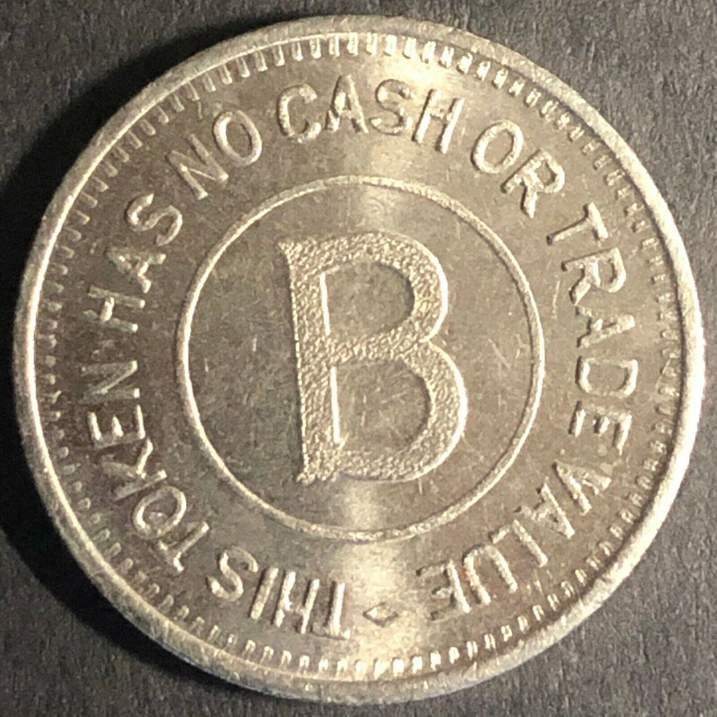22.2mm "B" "This Token Awarded For Skill" Token Silver Color - Fauver Coll.
