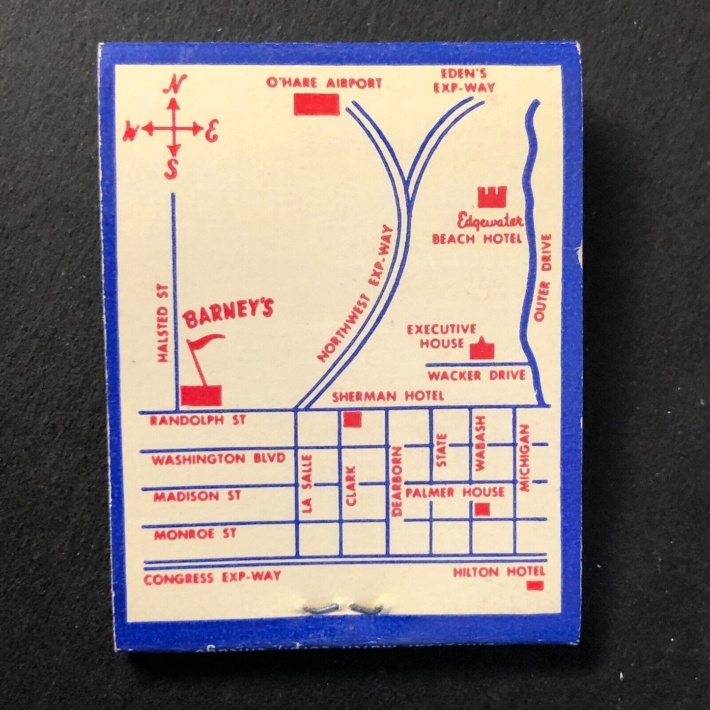 Barney's Market Club Restaurant Chicago Vintage Full Matchbook c1940's-50's VGC