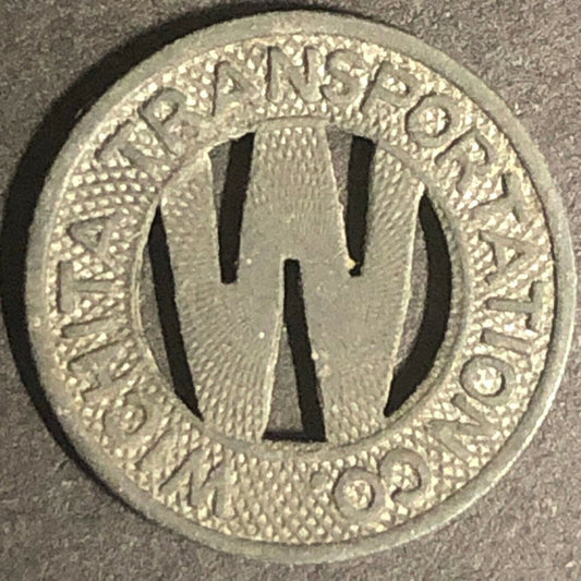 c1940's 16mm Wichita Transportation Corp. G/F One Fare Zinc? Transit Token KS