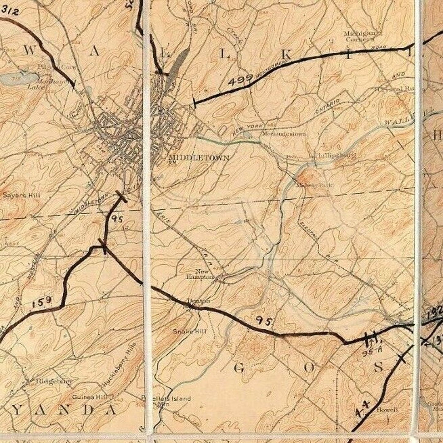 Vintage Official NY State Topographic Map Howells Chester Greycourt Goshen