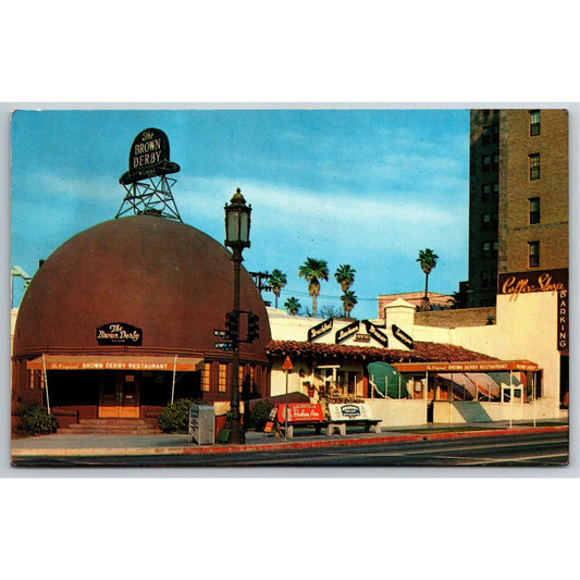 Vintage Postcard Brown Derby Restaurant Los Angeles NP c1960 VGC