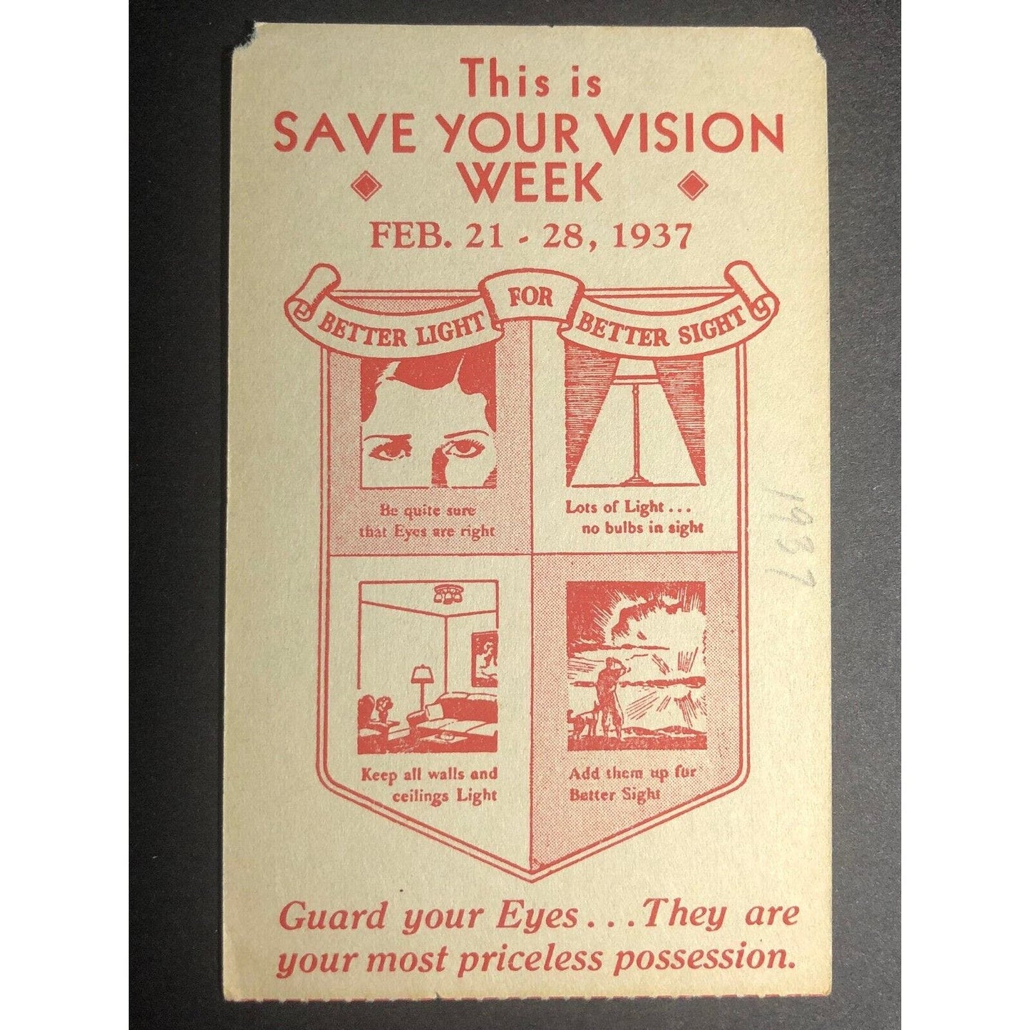 1937 This is Your Save Your Vision Week Feb 21-28 Hand Out Sheet