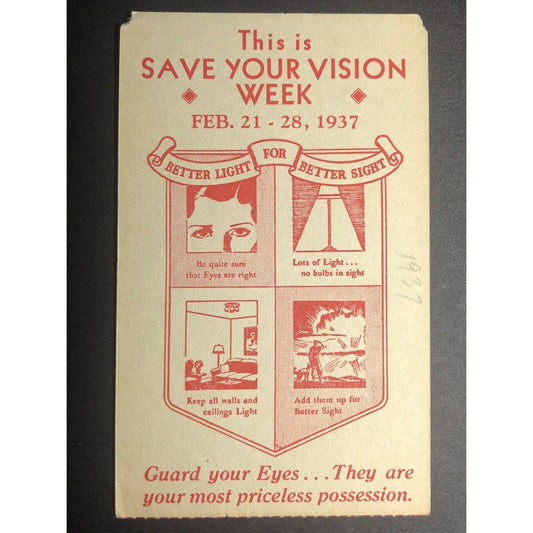 1937 This is Your Save Your Vision Week Feb 21-28 Hand Out Sheet