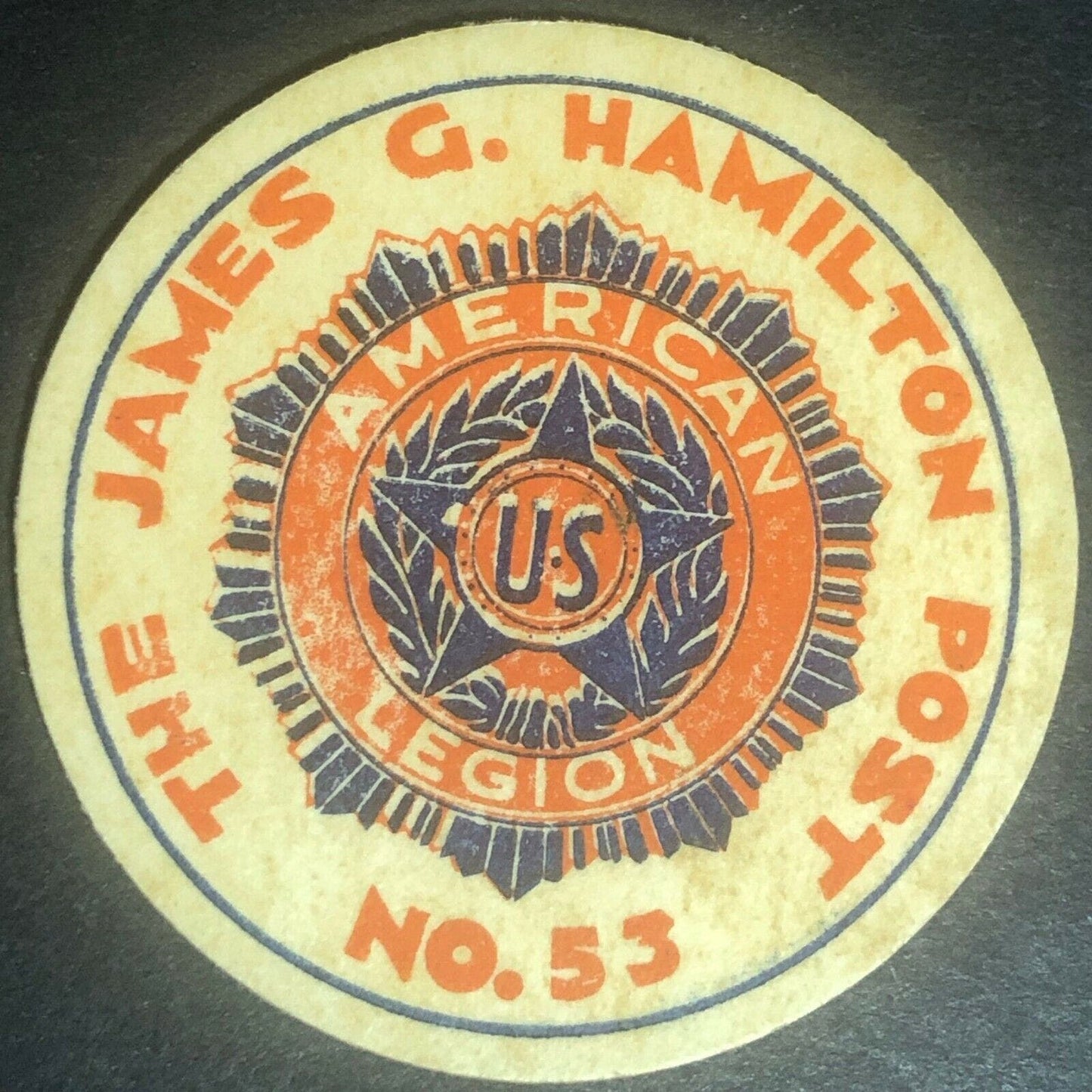 Cardboard Poker Chip? American Legion Post 53 - Eisenstadt Collection