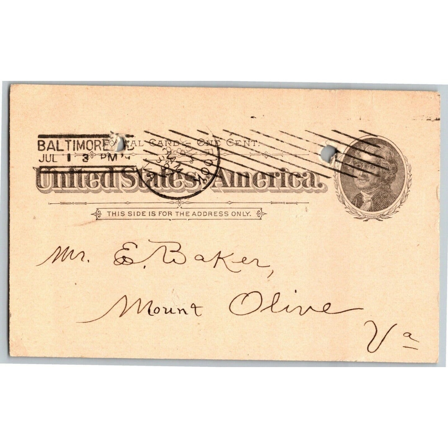 1897 Adv. Payment Conf. Postcard D.J. Foley Grocers Baltimore E. Baker*