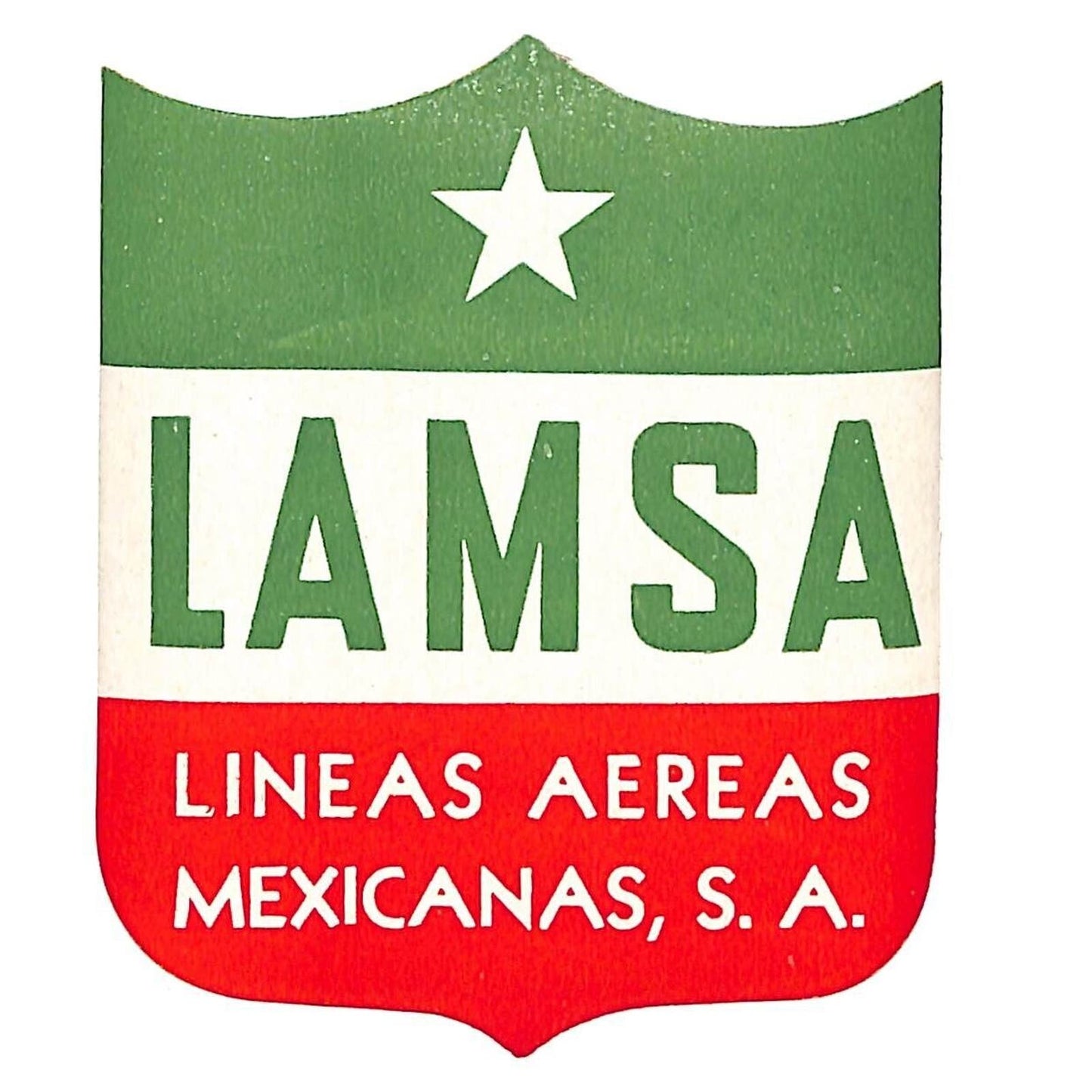 Delta Airlines LAMSA Lineas Aereas Mexicanas, S.A. Shield Luggage Label Scarce
