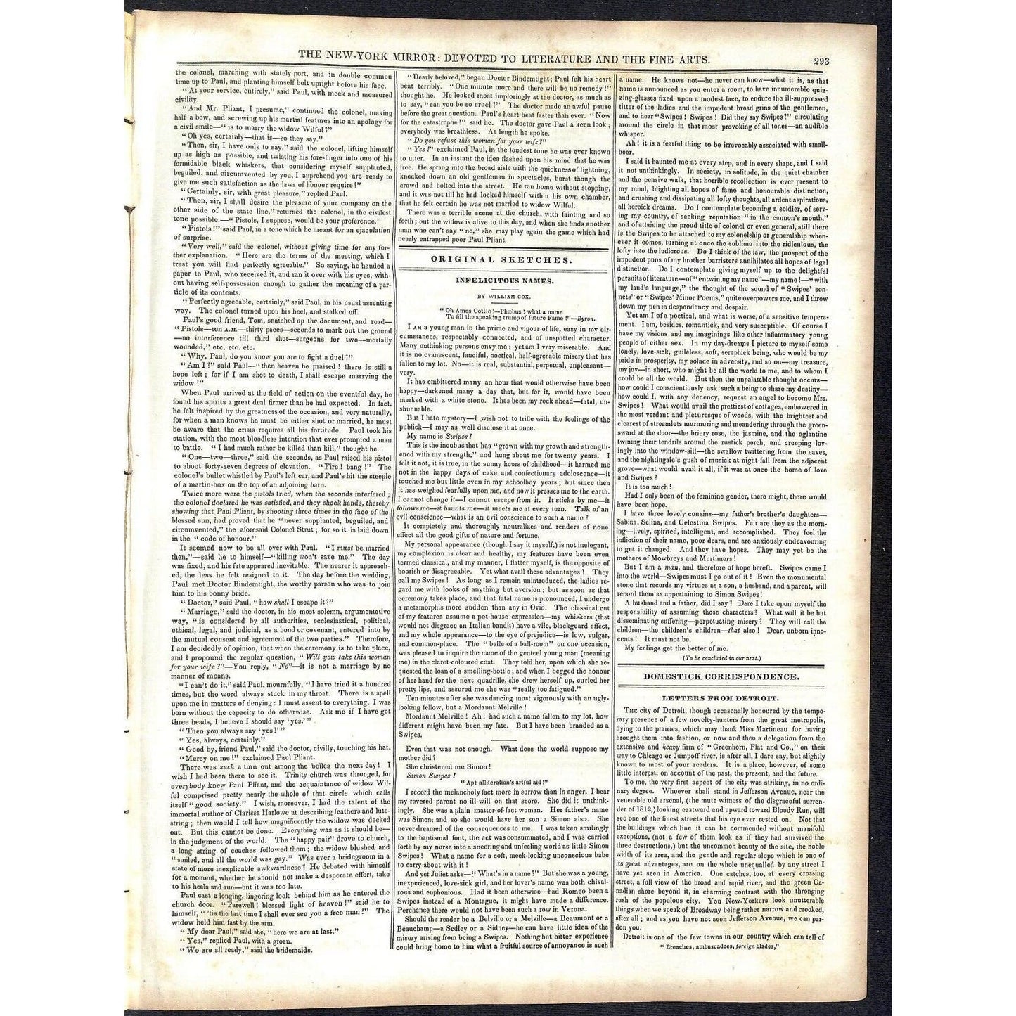 New-York Mirror Weekly Journal Literature Fine Arts Newspaper 3/9/1839