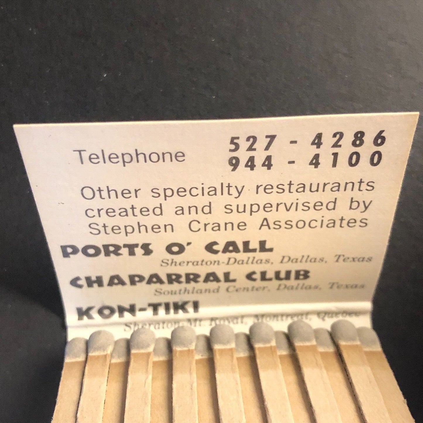 Kon Tiki Ports Dallas Vintage Full Matchbook c1960's-73 VGC