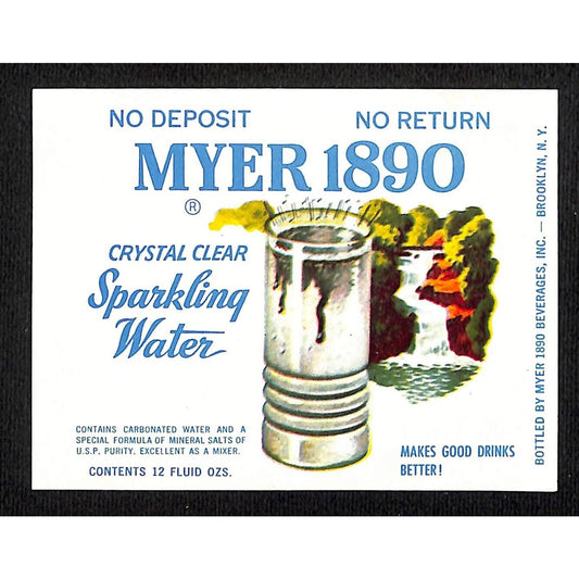 Myer 1890 Sparkling Water Brooklyn Paper Soda Label c1960 Scarce - VGC