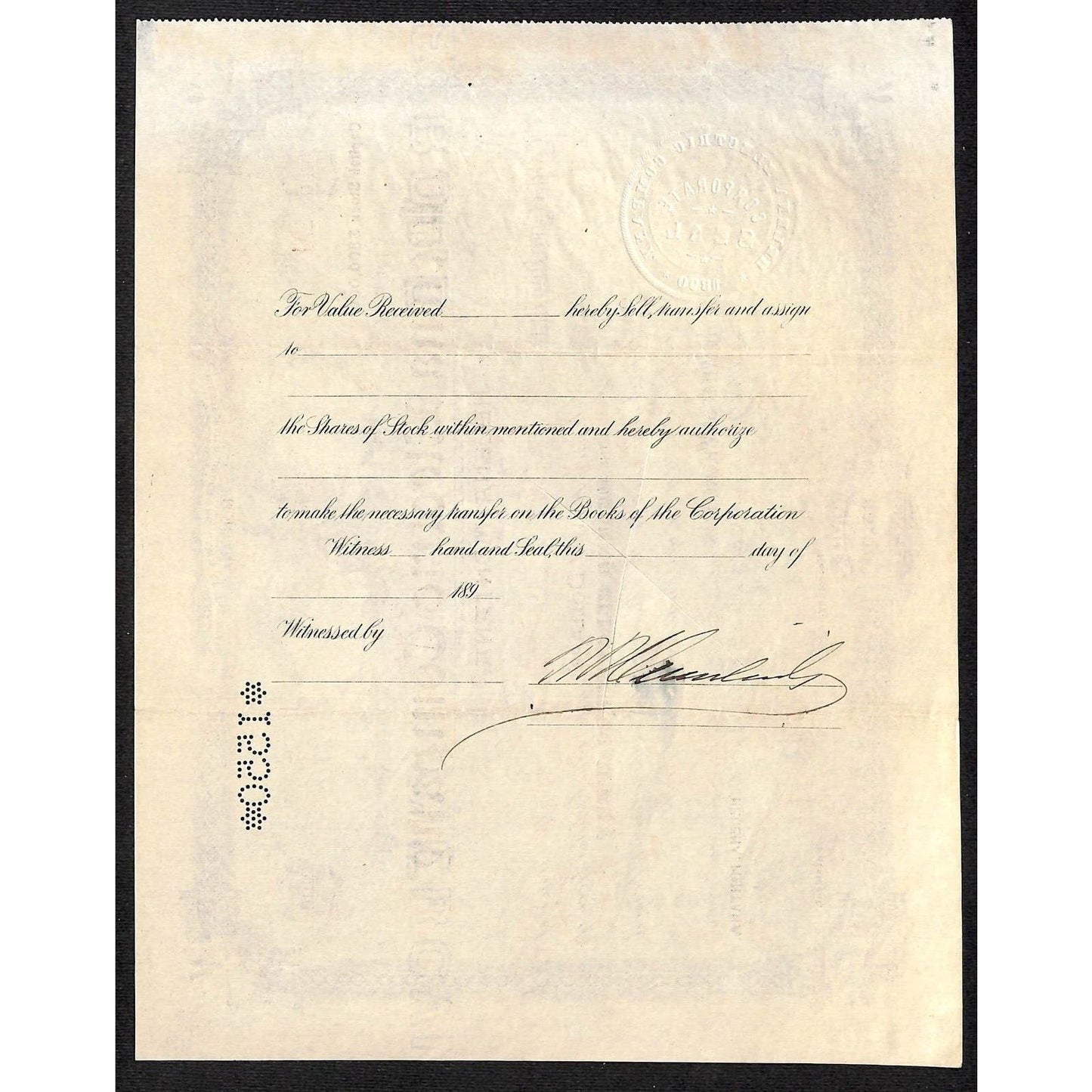 Helena Electric Company Montana 1893 Stock Certificate - 1,550 Shares