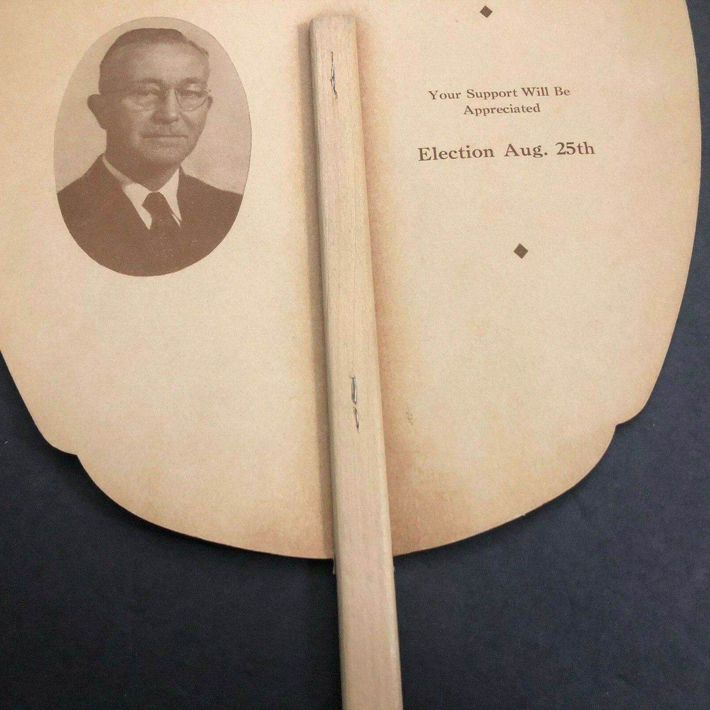c1940 Advertising Hand Paper Fan "Elect A. M. Yost for Coroner" (Fresno) Cowboy