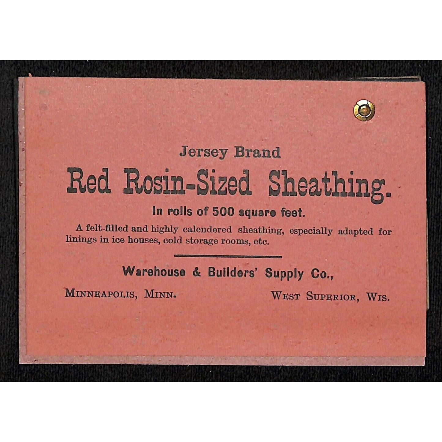Minneapolis, MN "Warehouse & Builders' Supply Co." c1900-1910 3.5" x 5" Samples