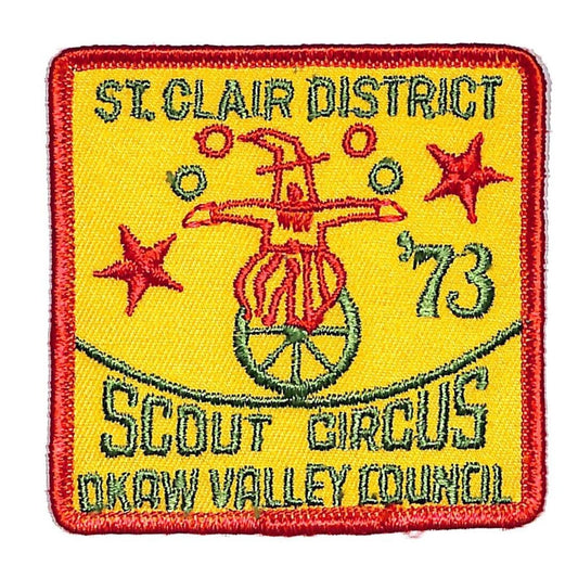 BSA Patch St. Clair District 1973 Scout Circus Okaw Valley Council Unicycle
