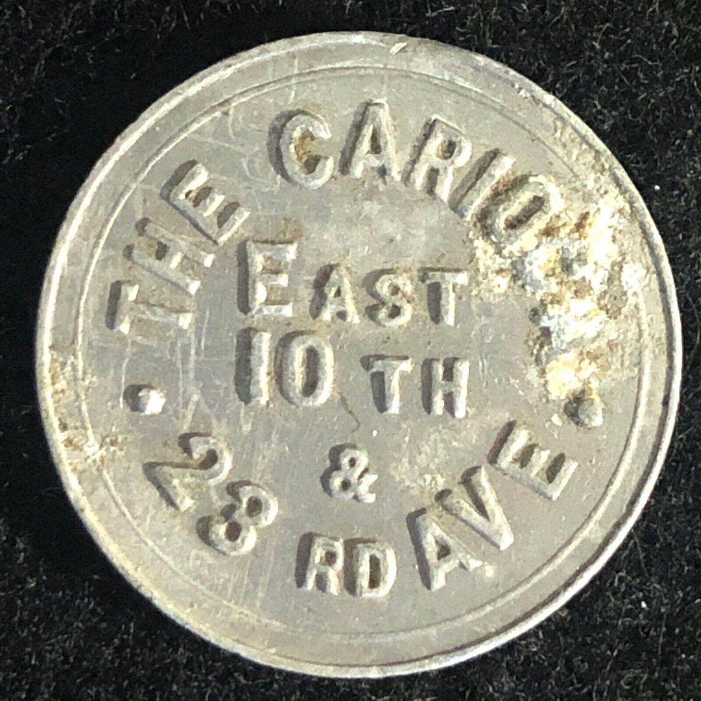 The Carioca East 10th & 23rd Ave G/F 5c Aluminum Maverick Token 21mm