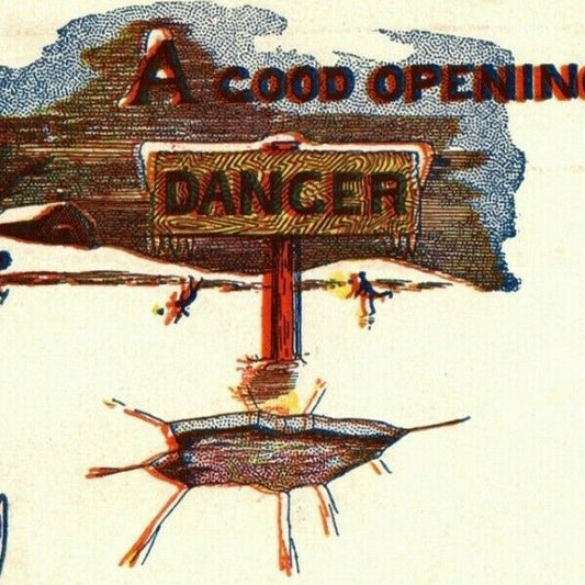 "Opening for the Right Party" c1905 Undivided Comic Pond Skating Humor Postcard