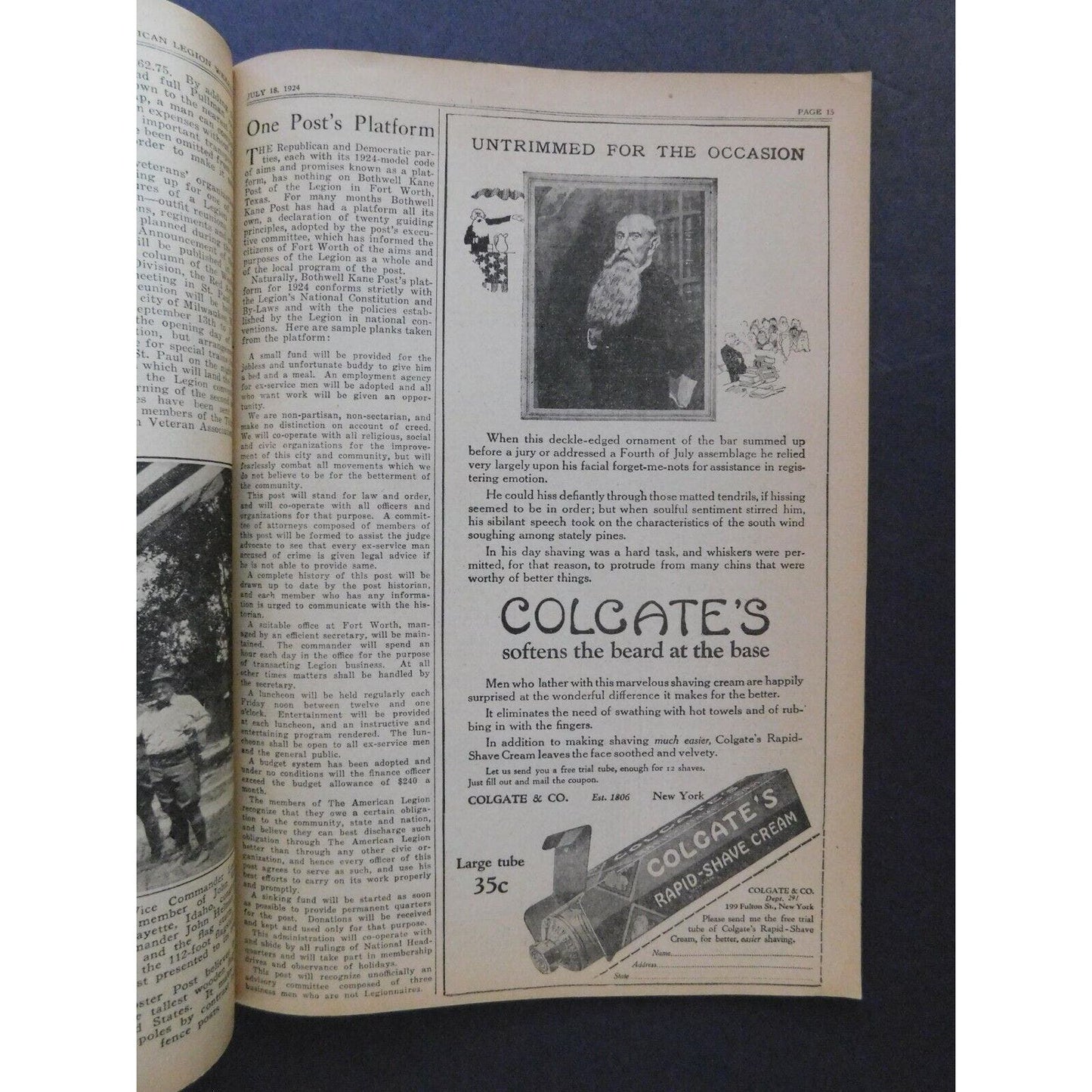 "The American Legion Weekly" July 18 1924 - 22 pgs.