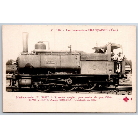 French Railroad RPPC* Postcard "Machine Tender No. 30-912" #178 c1910 F. Fleury