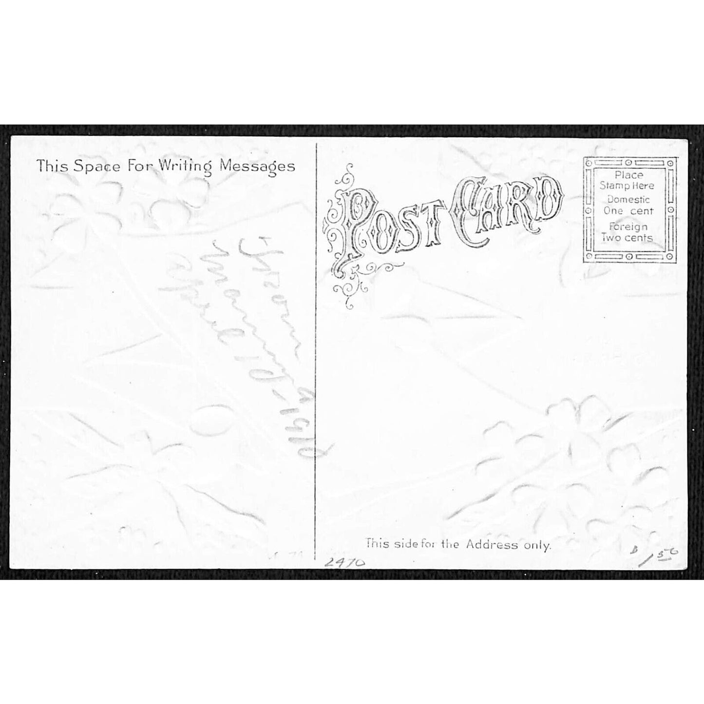 St. Patrick's Day Postcard Pipes Clovers Erin Go Bragh Silver Ink NP c1910