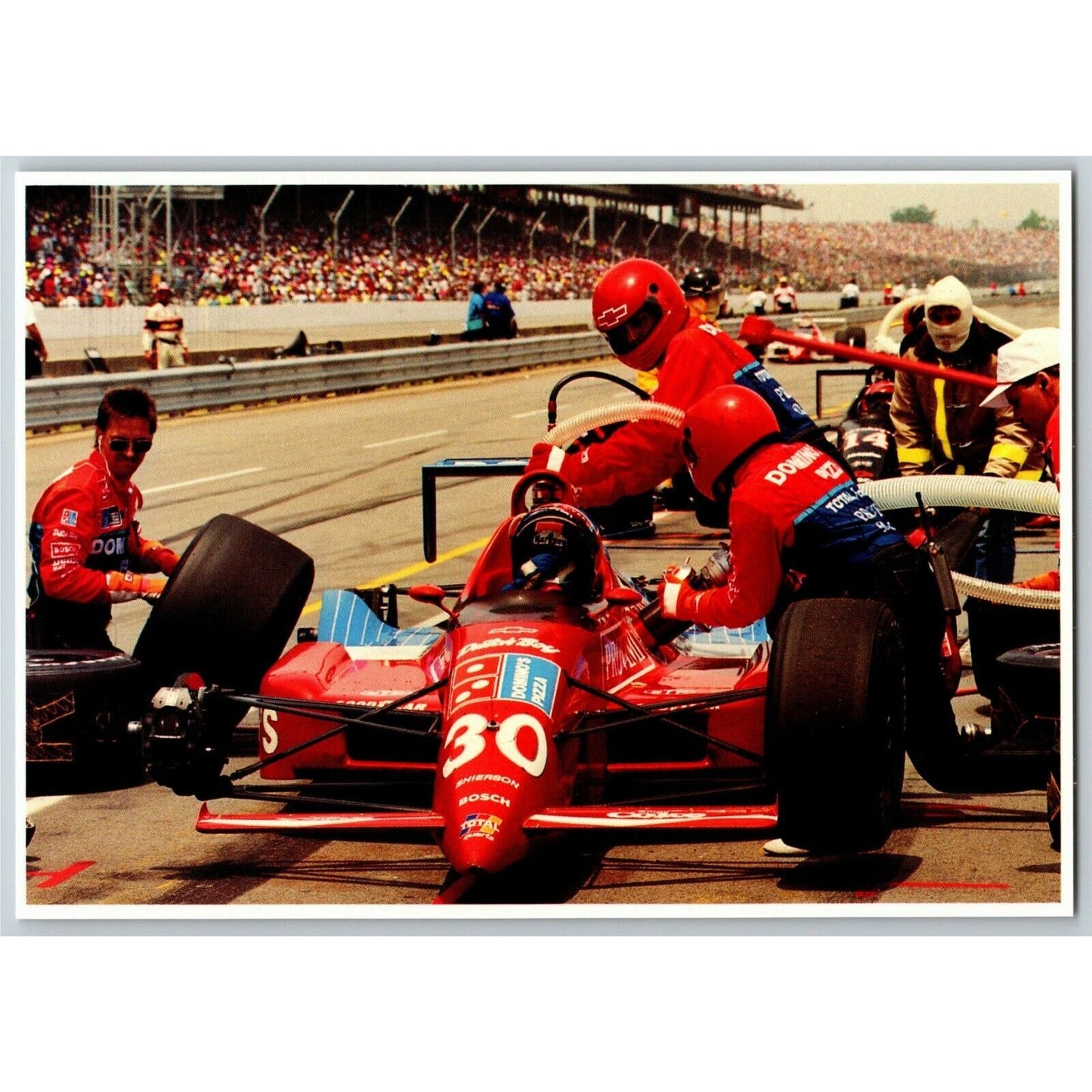c1990 Indy 500 - In the Pits - Motor Speedway NOS 4" x 5 3/4" Postcard