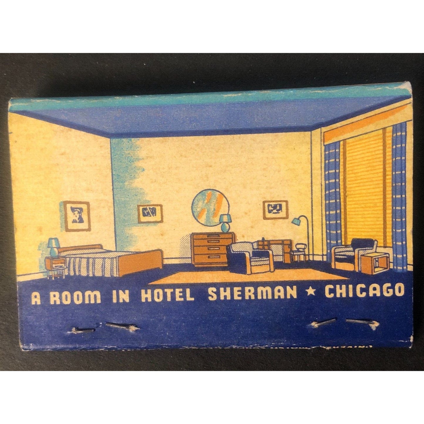Hotel Sherman Chicago Vintage Full 40-Strike Matchbook c1930's-40's Very Scarce