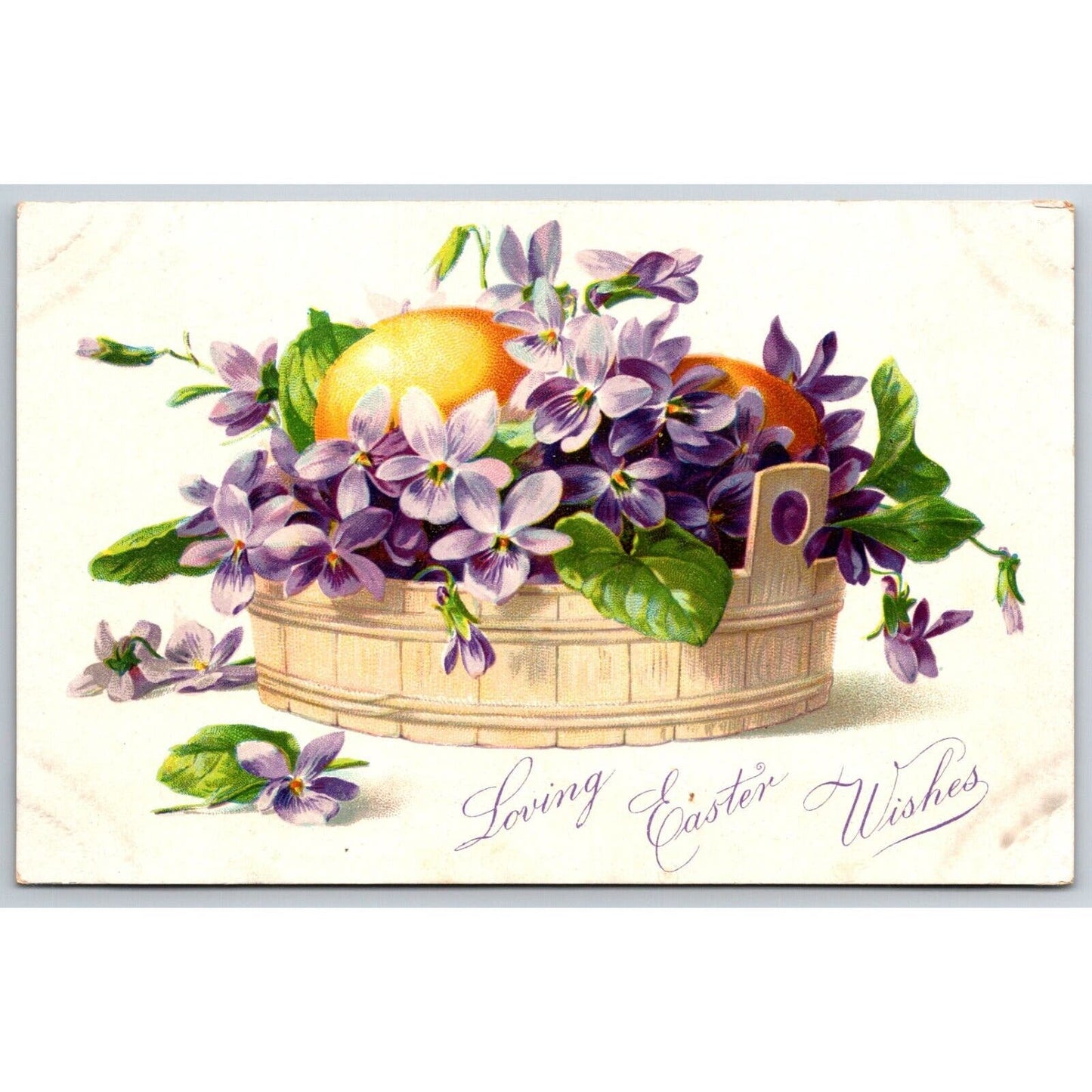Easter Postcard "Loving Easter Wishes" Floral Egg Bucket Tuck c1910-15