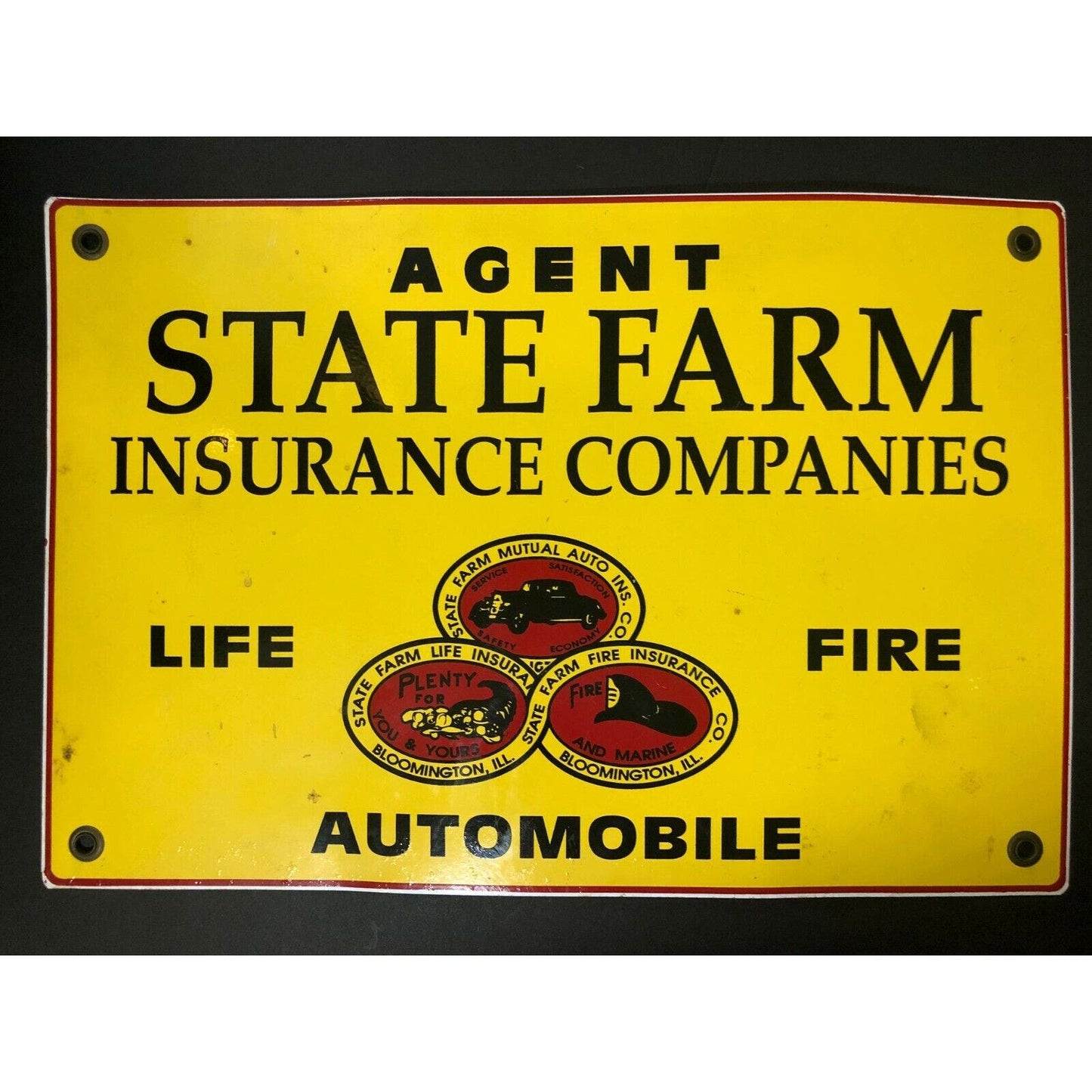 State Farm Mutual Insurance Agent Dbl. Sided Porcelain Adv. Sign *Auth. Repro*