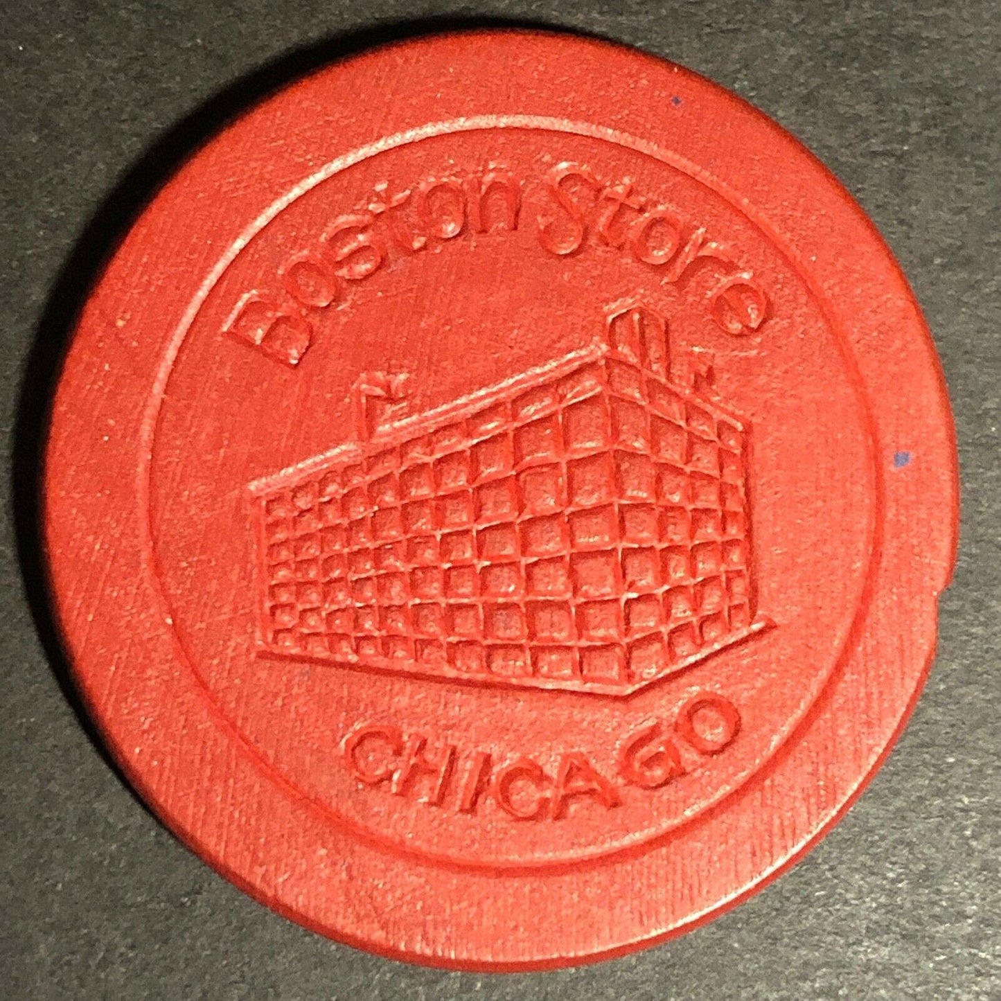 c1910's "Boston Store" Red Fiber / Wood Advertising Poker Chip VGC