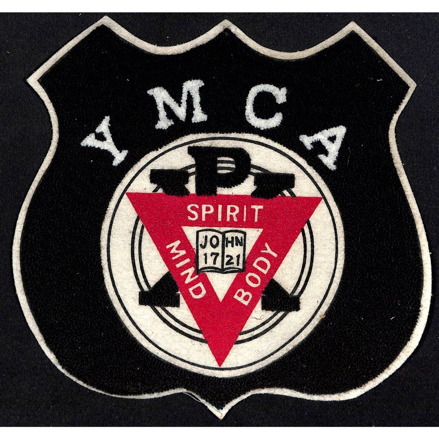 YMCA Large "John" Badge Back / Jacket Patch Vintage c1895* Very Scarce 9" x 10"