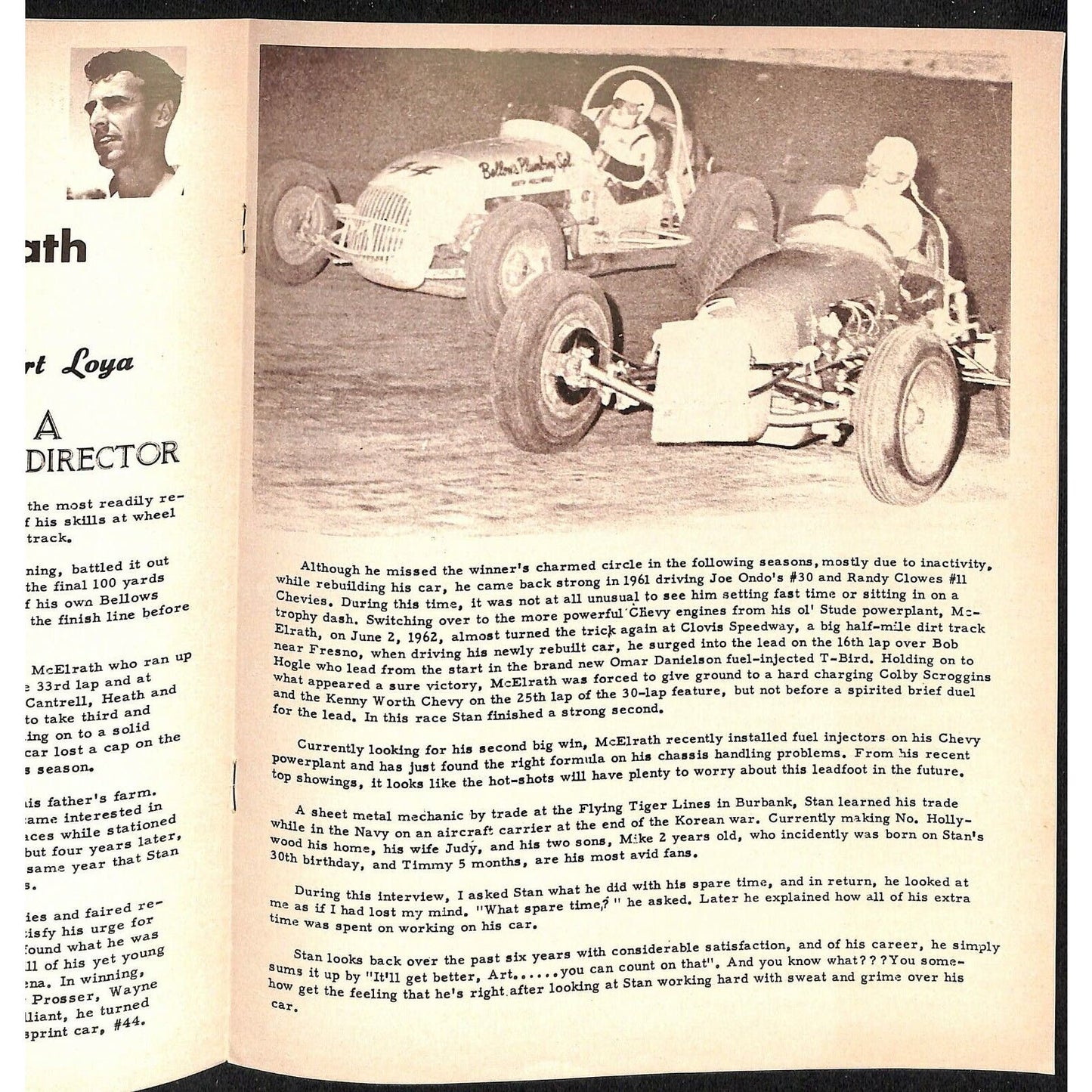 Scarce 9/8 1962 Big Car Auto CRA Racing Program Ascot Park Gardena 8pp.