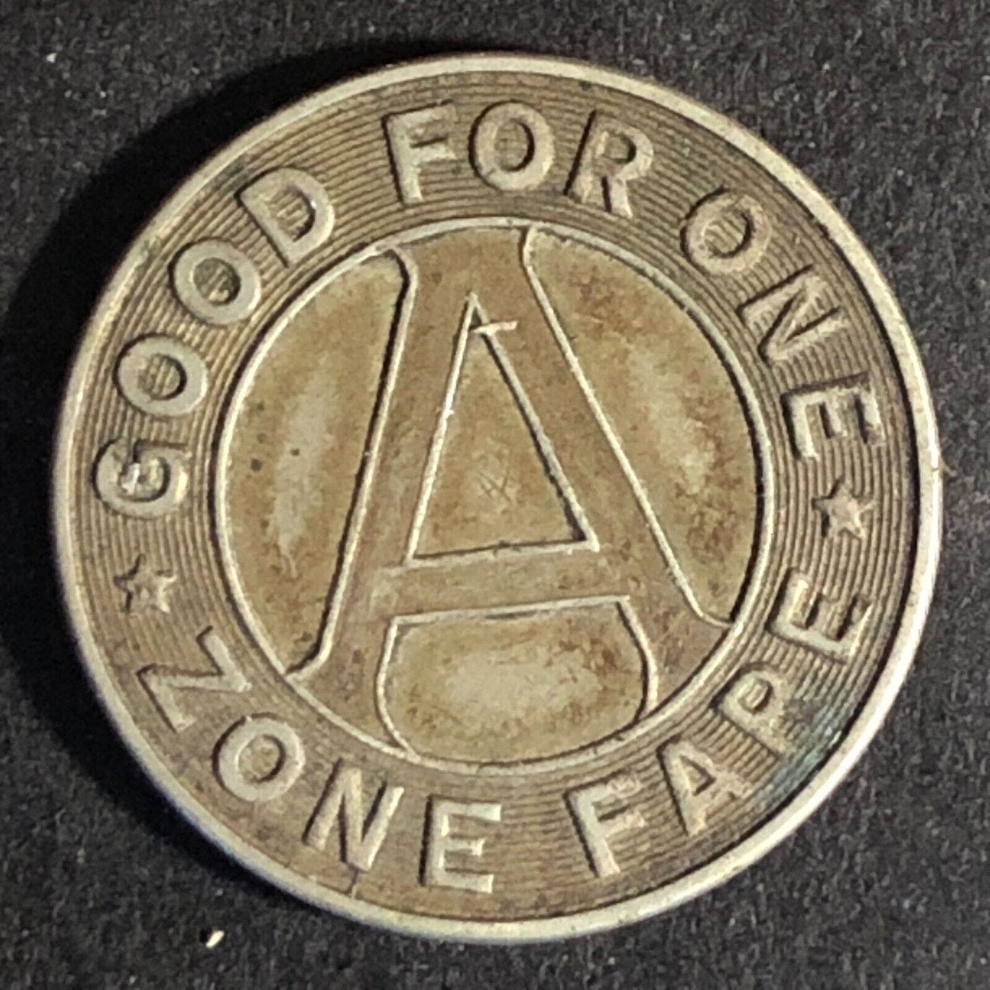 Auch Inter-Borough Transit Co (Conshohocken PA) WM G/F One Zone Fare Token 19mm