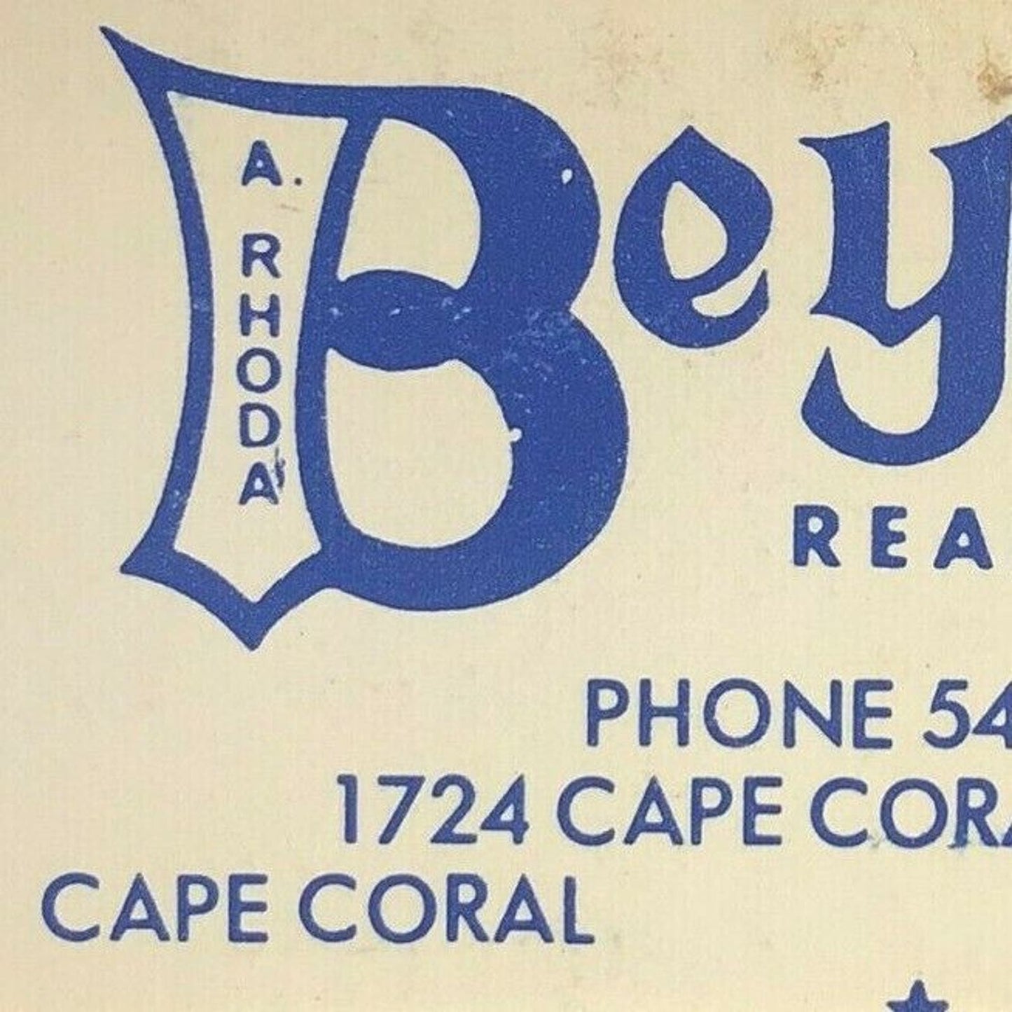 Scarce 60's-70's Full Matchbook "Beyer - Realtor" Cape Coral, FL