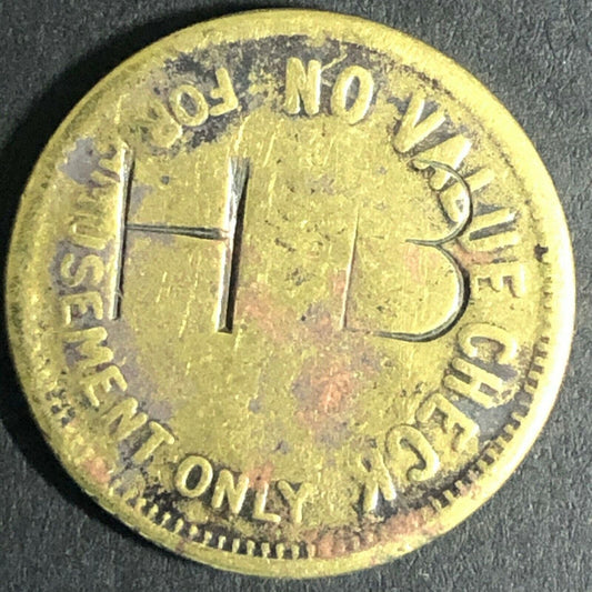 21.20mm "No Value Check - Amusement Only" Brass Token Stamped "H R" Fauver Coll.