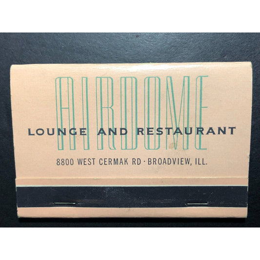 Airdome Lounge Restaurant Broadview, IL Near Full (-2) Matchbook c1960's Scarce