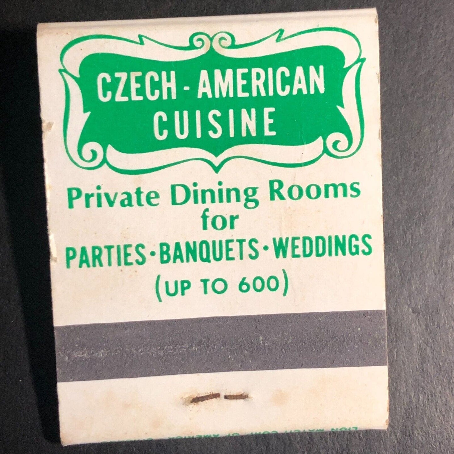 Little Village South Restaurant Czech-American Full Matchbook c1974-84 VGC